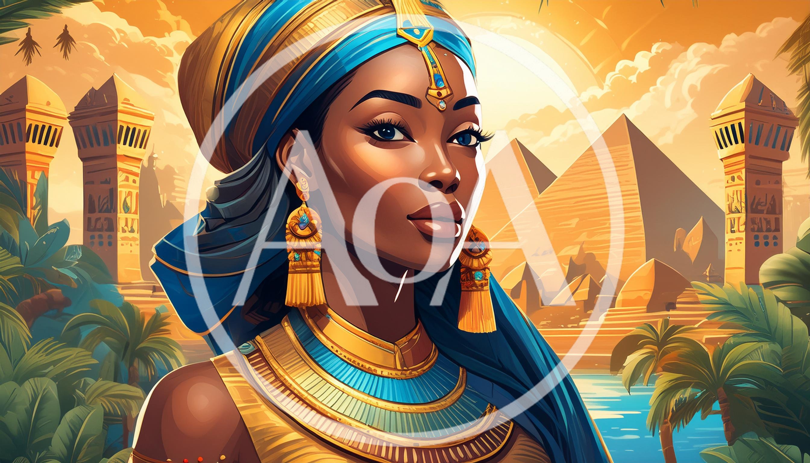 Portrait Of An Egyptian Queen In Ancient Setting