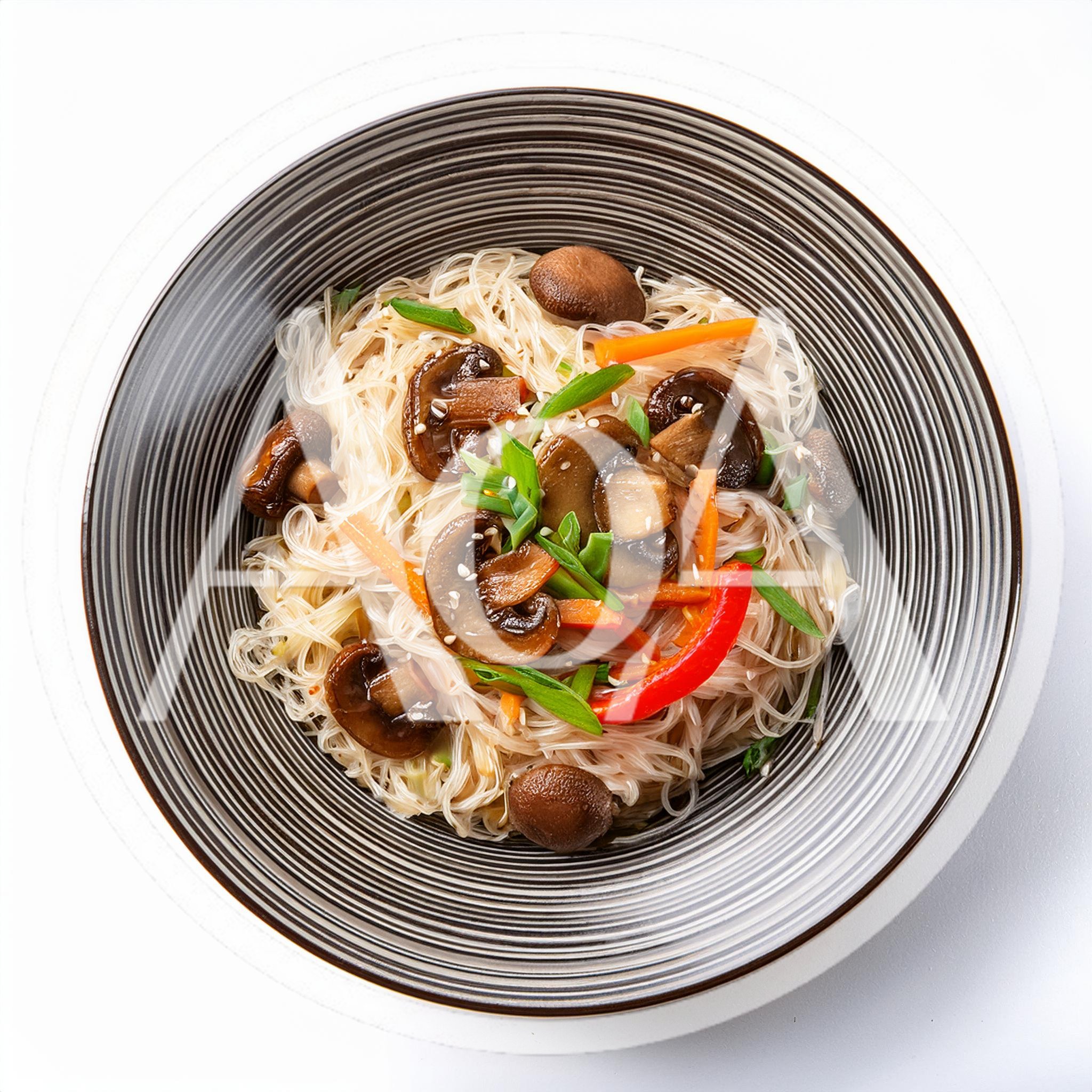 Stir Fried Glass Noodles With Mushrooms And Vegetables