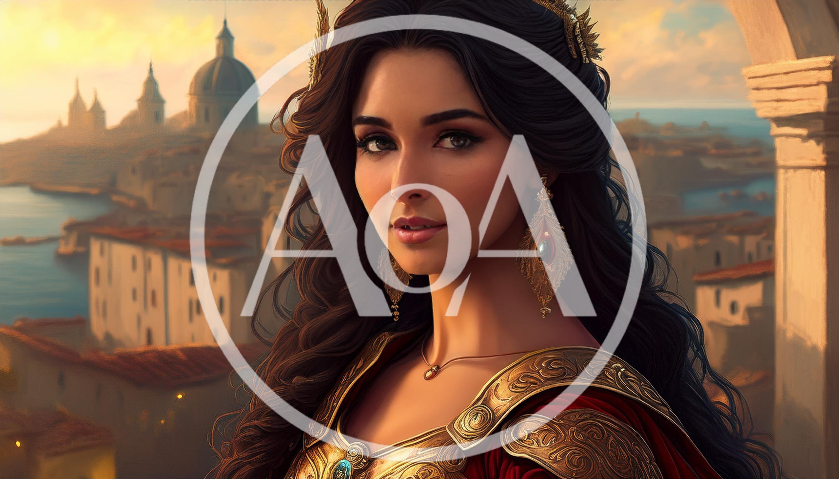 Portrait Of A Beautiful Noblewoman In Golden Armor