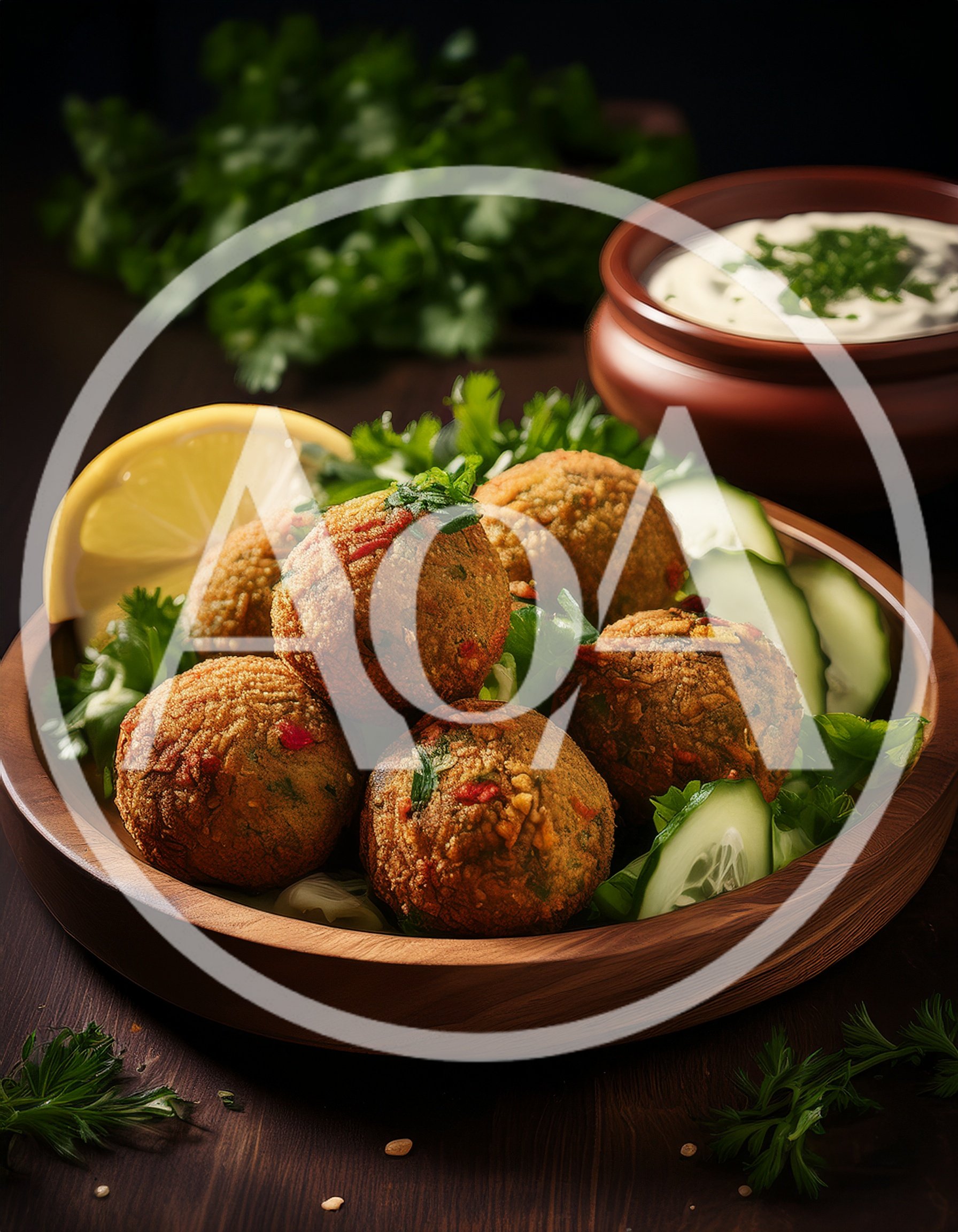 Fresh Falafel Balls Served In A Wooden Bowl