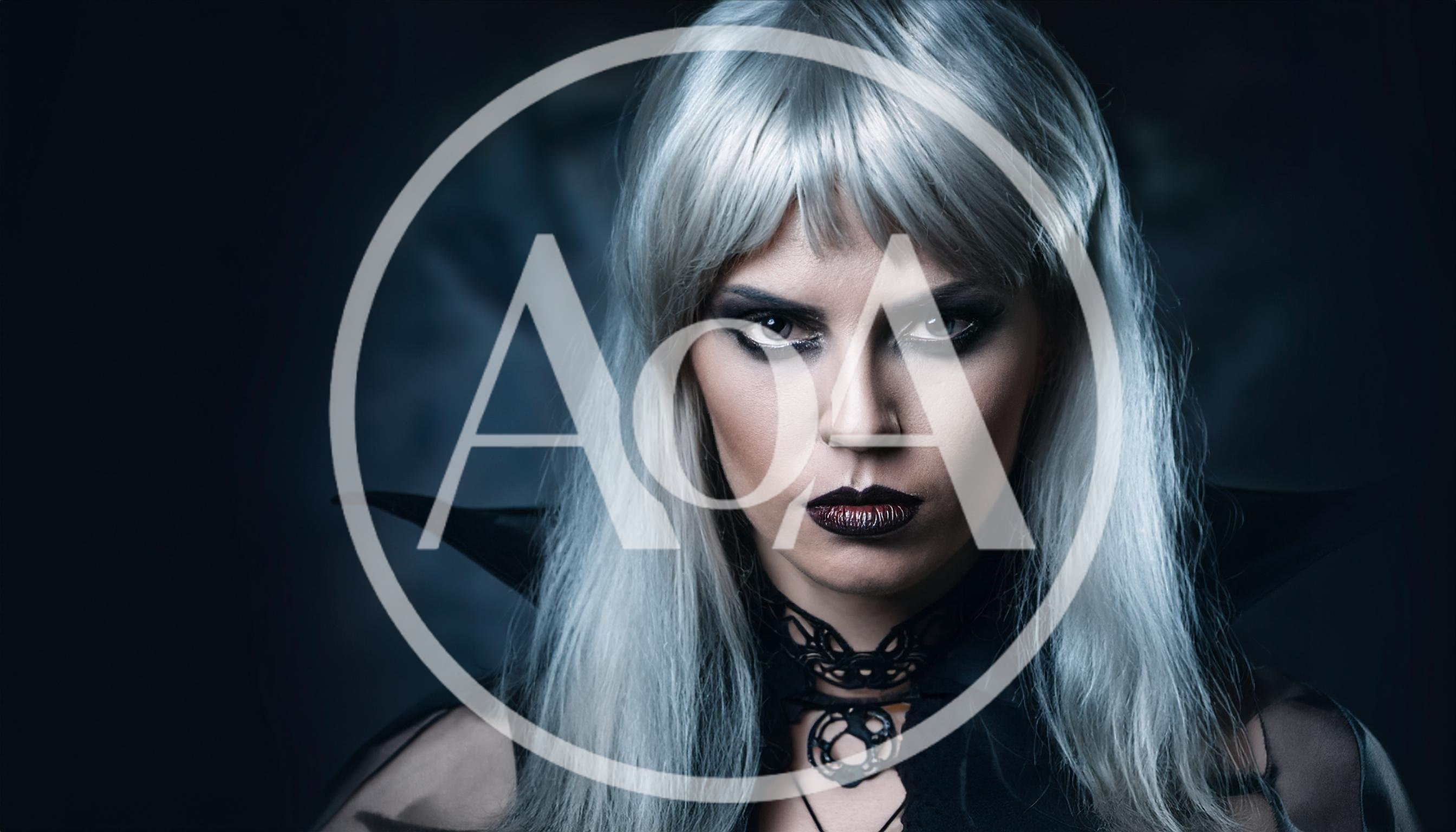 Portrait Of A Gothic Vampire Woman With Silver Hair