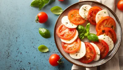 Caprese Salad With Fresh Tomatoes And Mozzarella Cheese