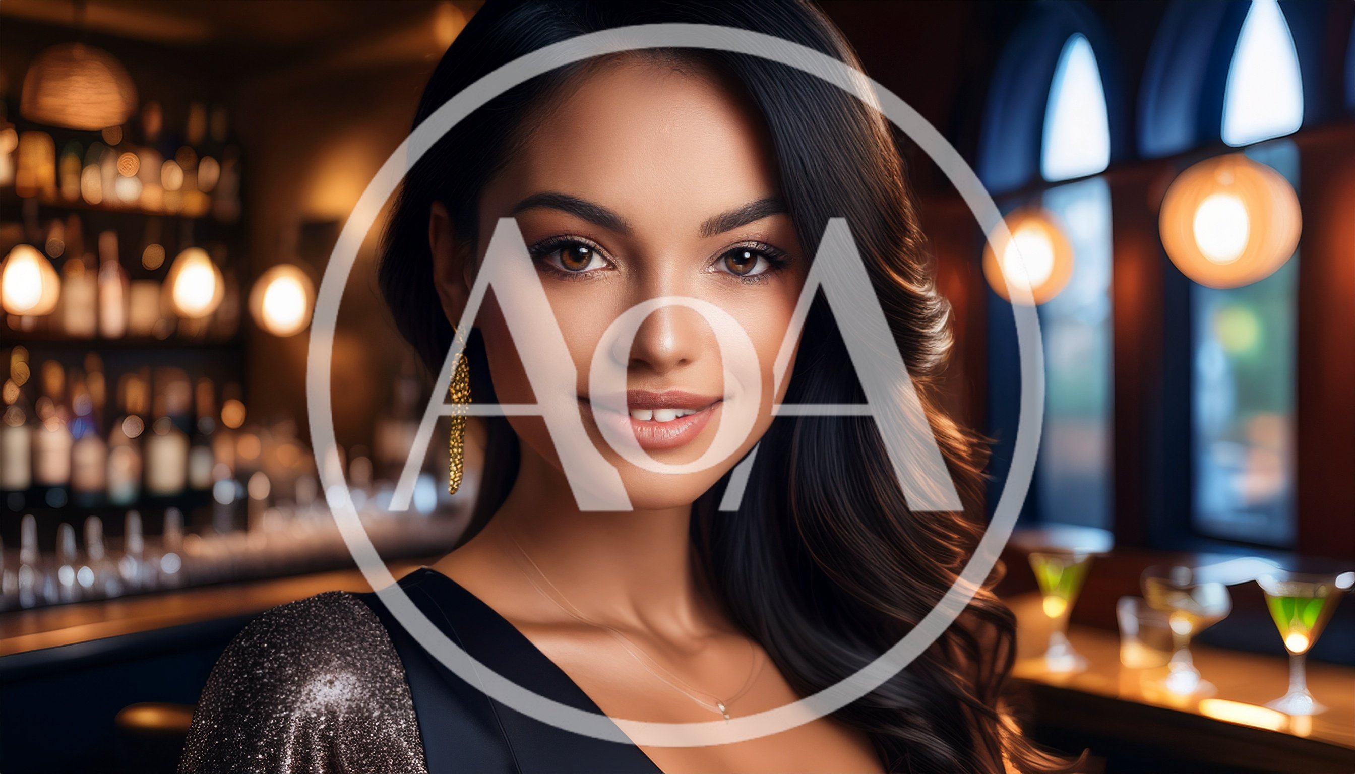 Elegant Woman Smiling In A Sophisticated Bar Setting