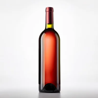 Single Bottle Of Rose Wine On White Background