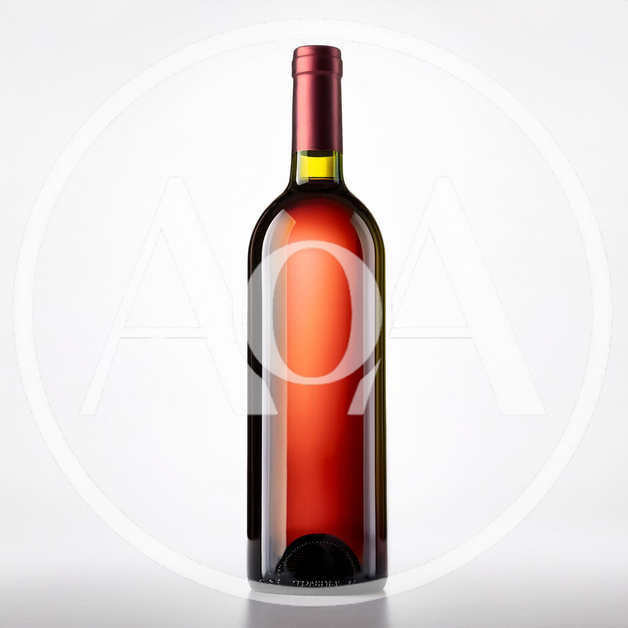 Single Bottle Of Rose Wine On White Background