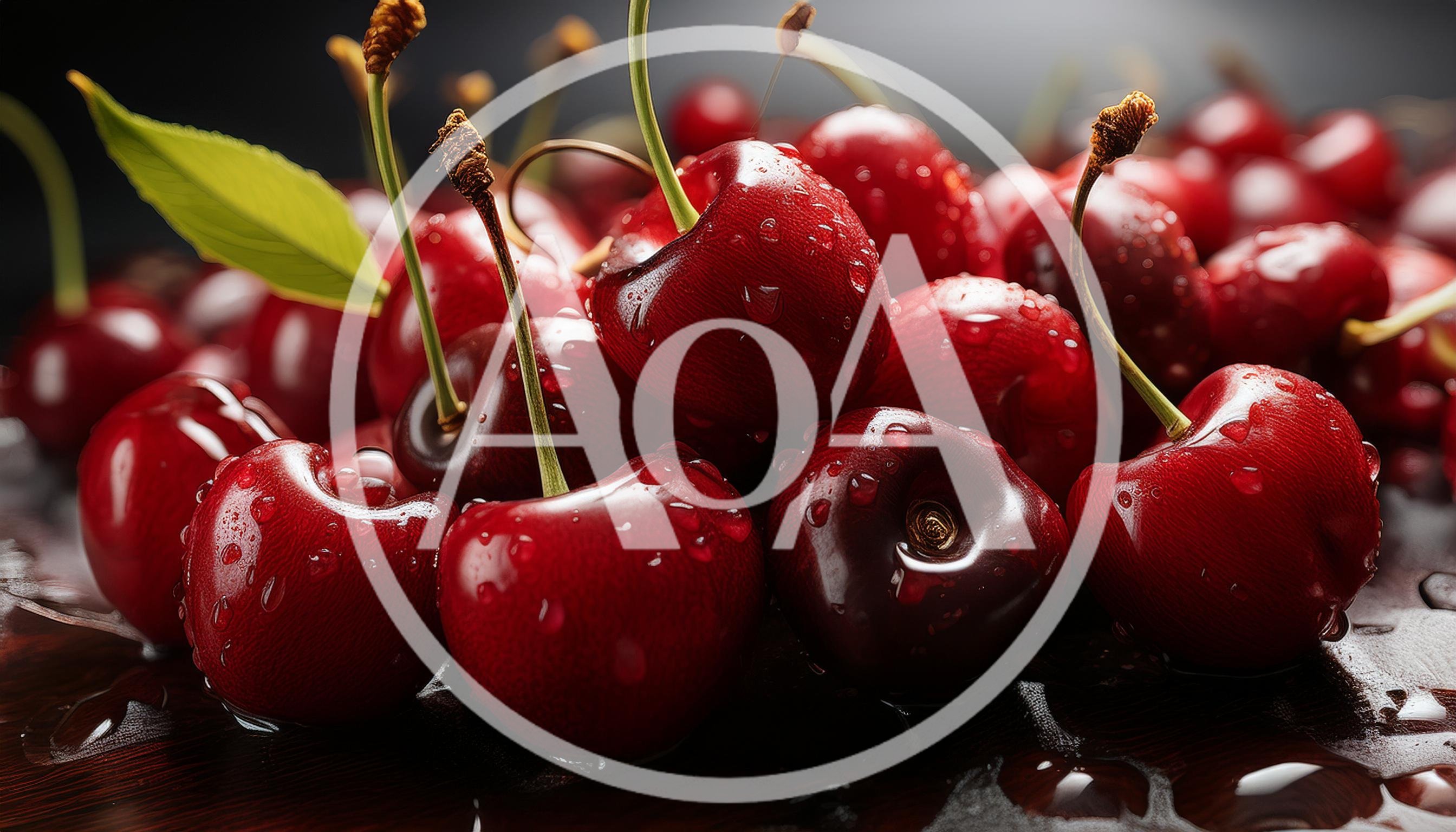 Fresh Red Cherries With Water Droplets