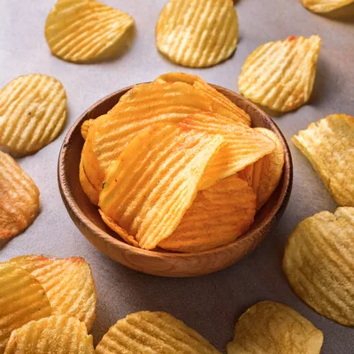 Bowl Of Crispy Ruffled Potato Chips