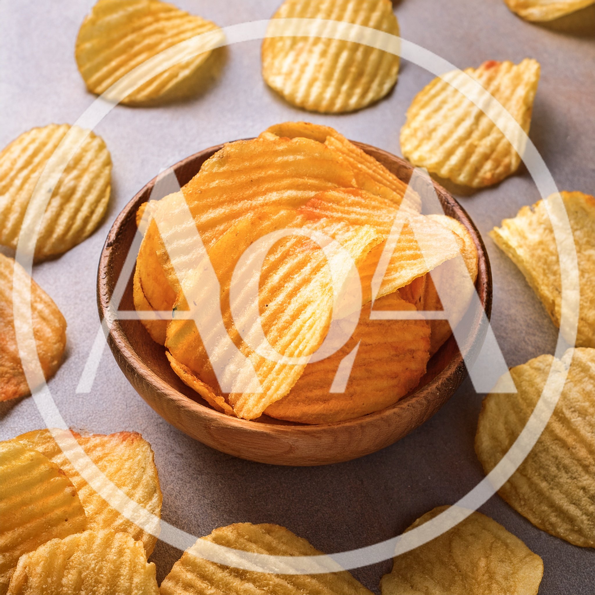 Bowl Of Crispy Ruffled Potato Chips