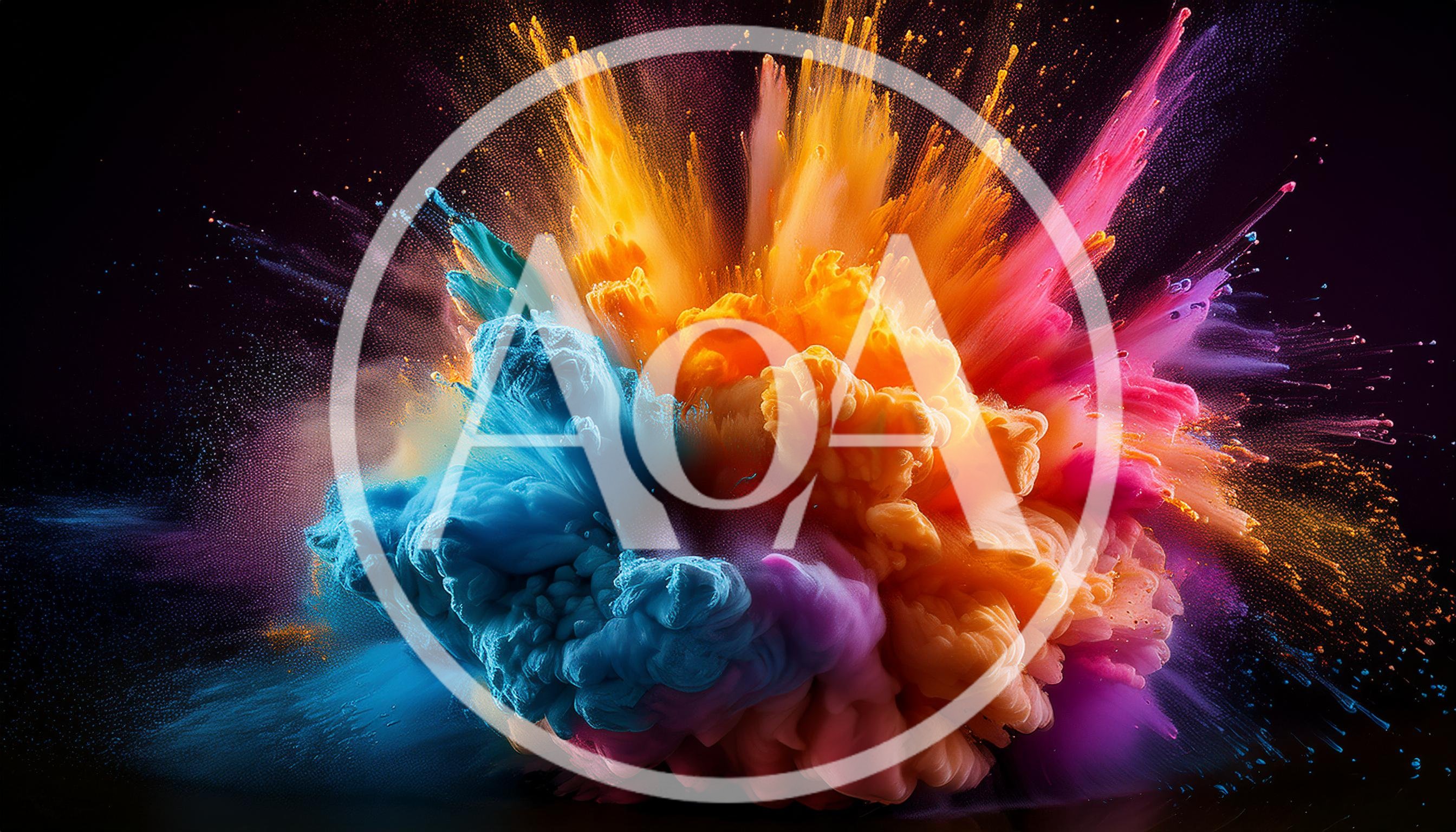 Vibrant Multi-Colored Powder Explosion Against Black Background