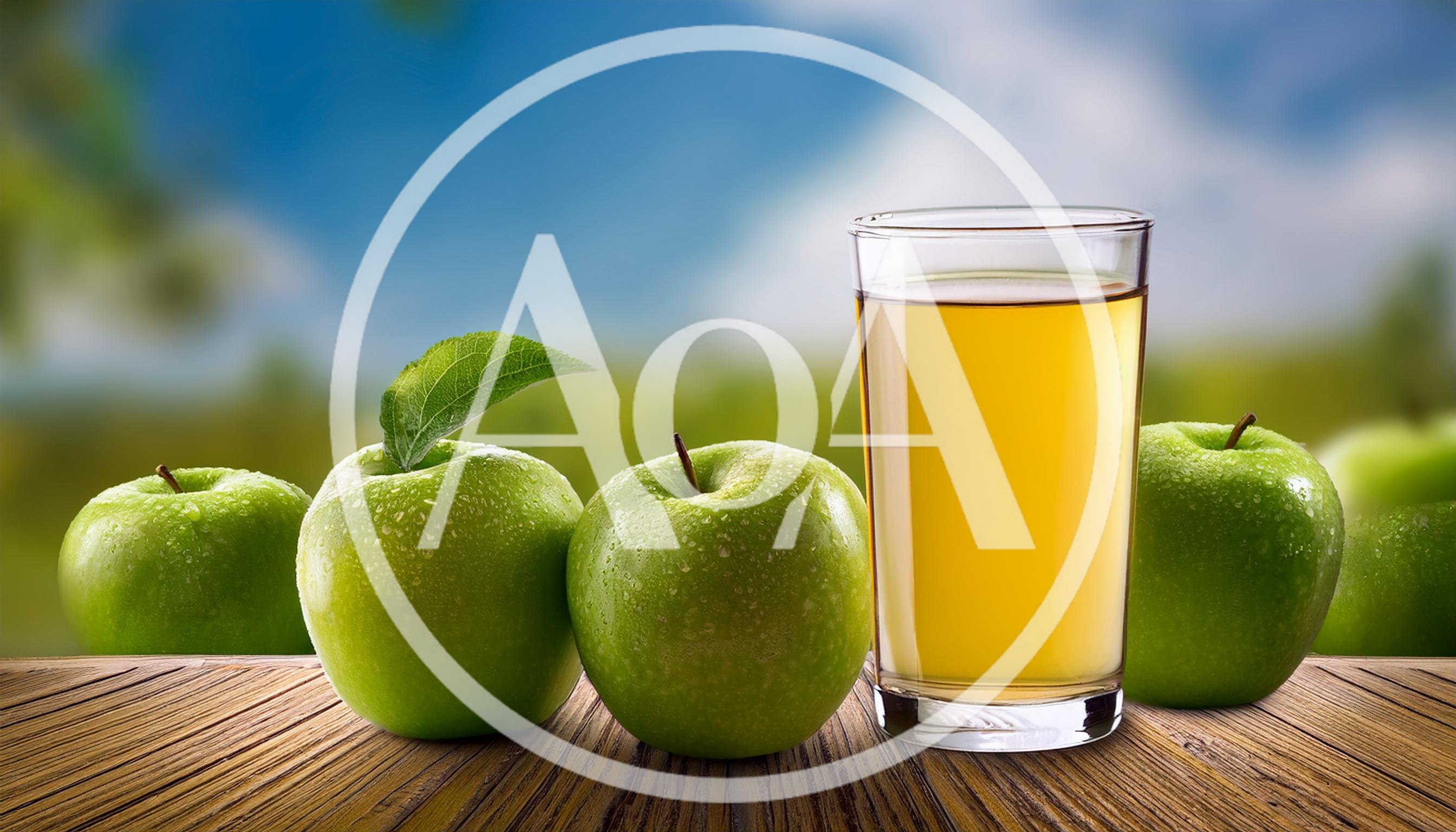 Fresh Green Apples And A Glass Of Apple Juice