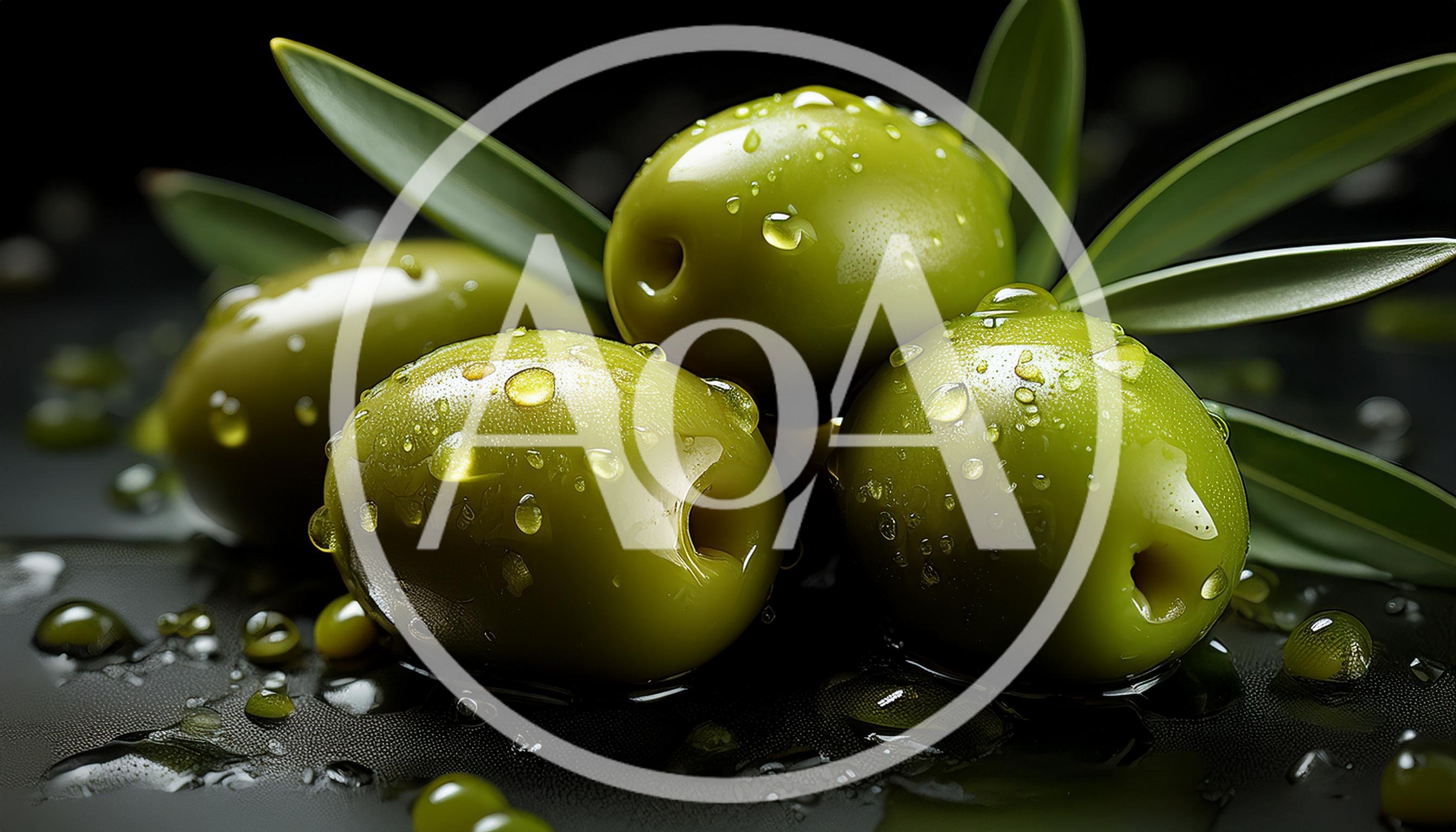 Fresh Green Olives With Water Droplets