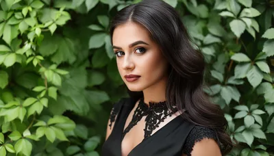 Portrait Of A Beautiful Woman In A Black Dress