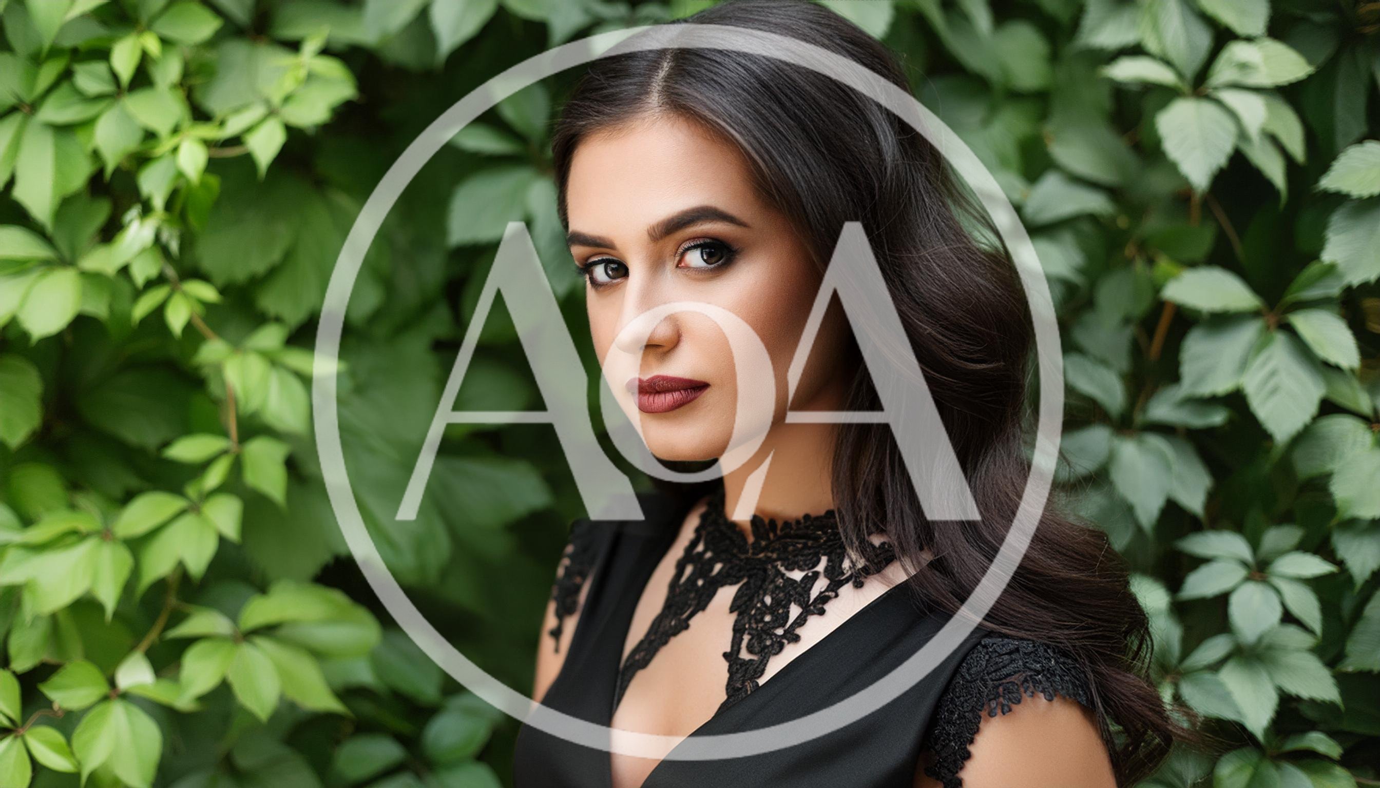Portrait Of A Beautiful Woman In A Black Dress
