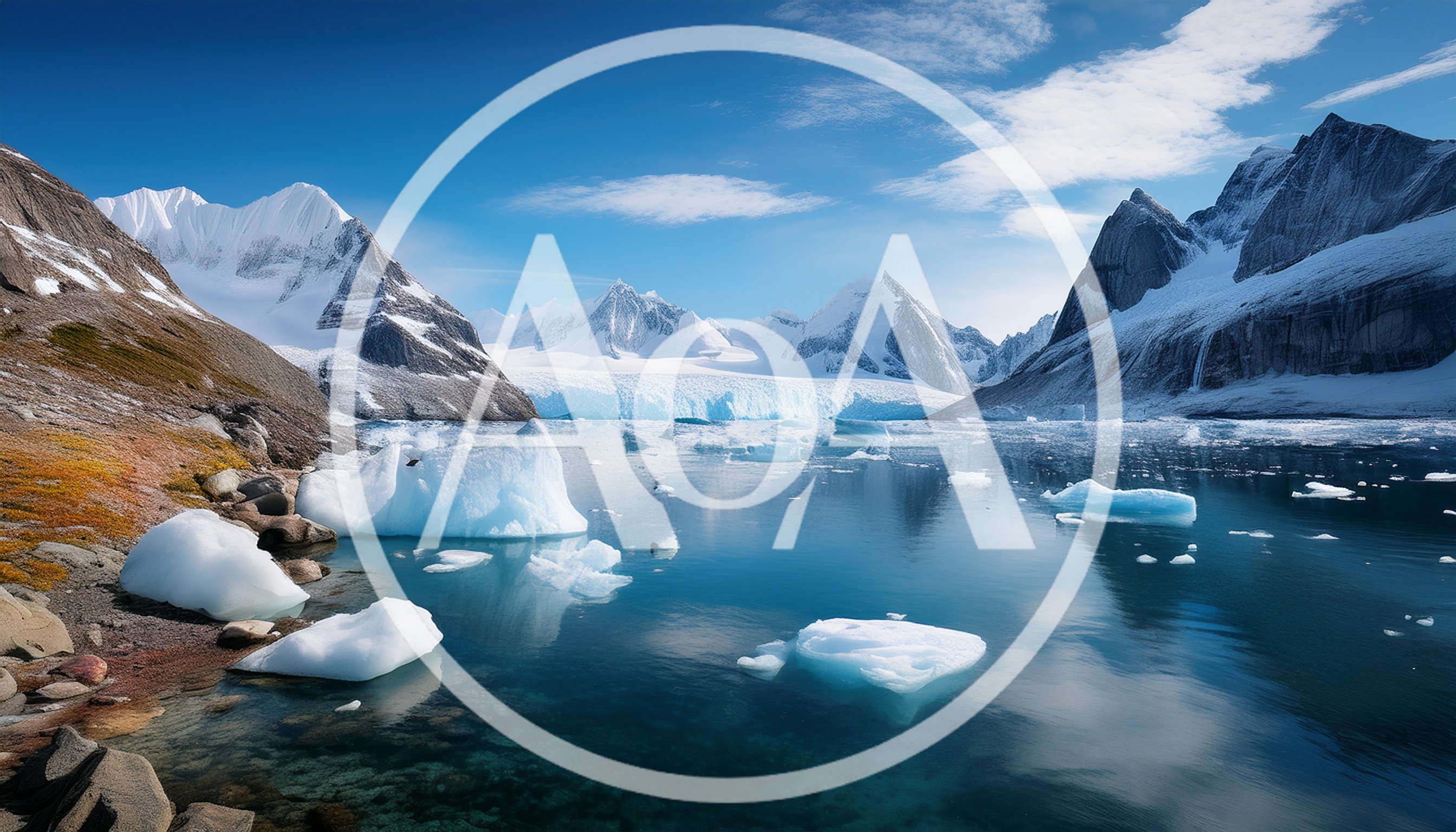 Glacial Landscape With Icebergs In Arctic Fjord