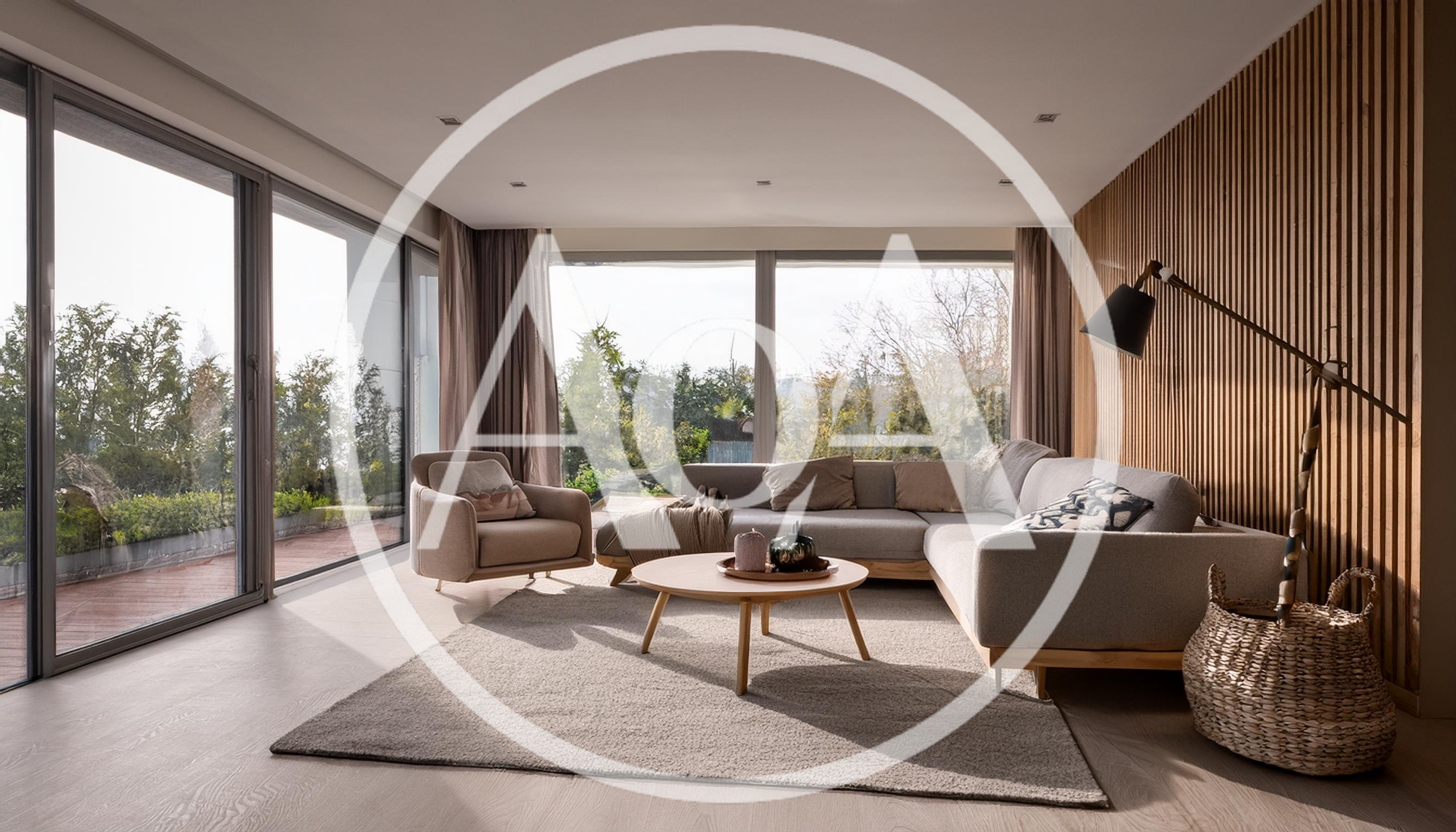 Modern Living Room Interior With Large Windows