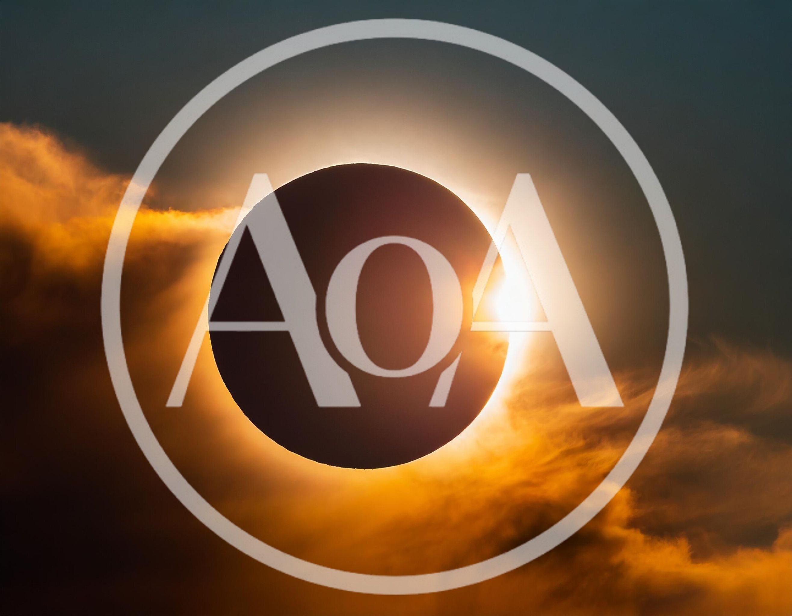 Solar Eclipse With Glowing Sun Corona And Clouds