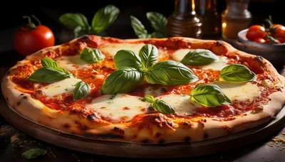 Fresh Margherita Pizza With Basil And Mozzarella