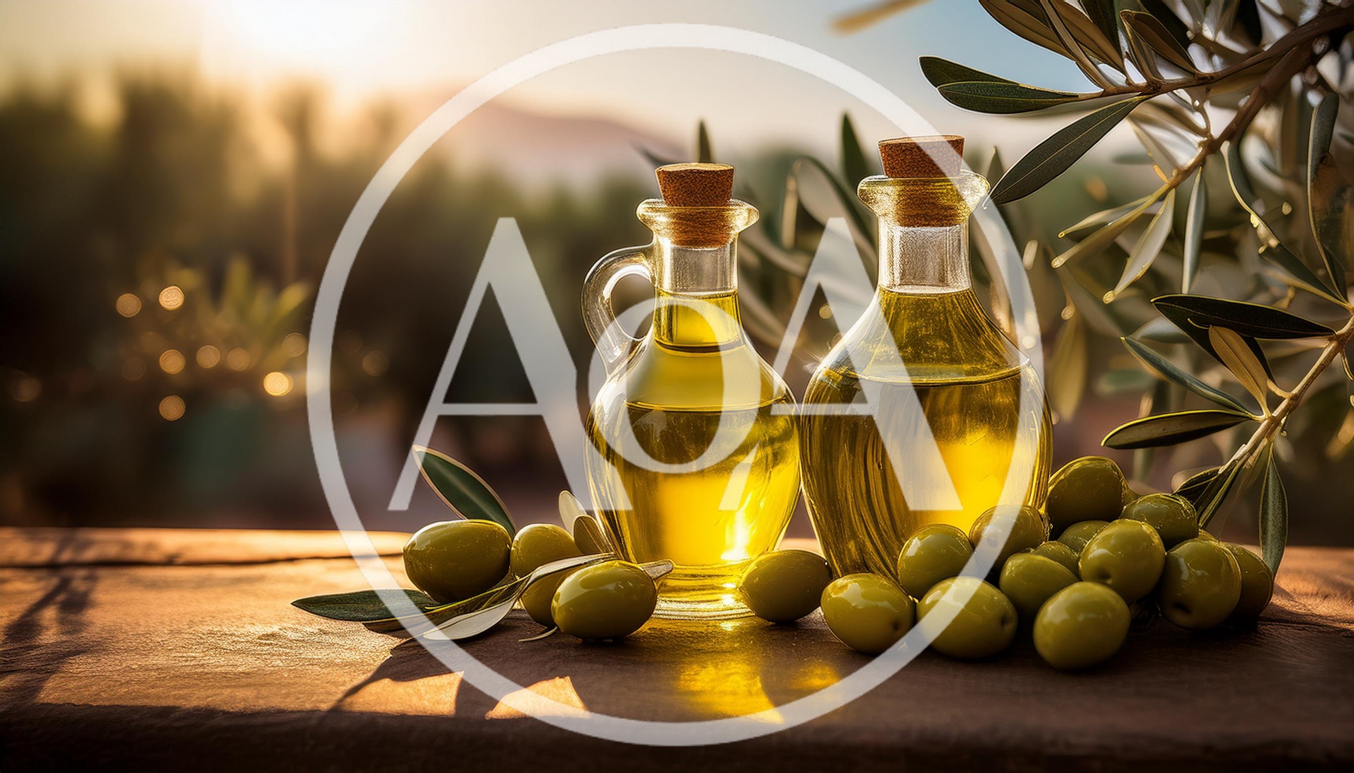 Two Glass Bottles Of Golden Olive Oil