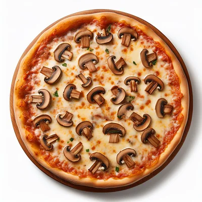 Top Down View Of A Mushroom Pizza
