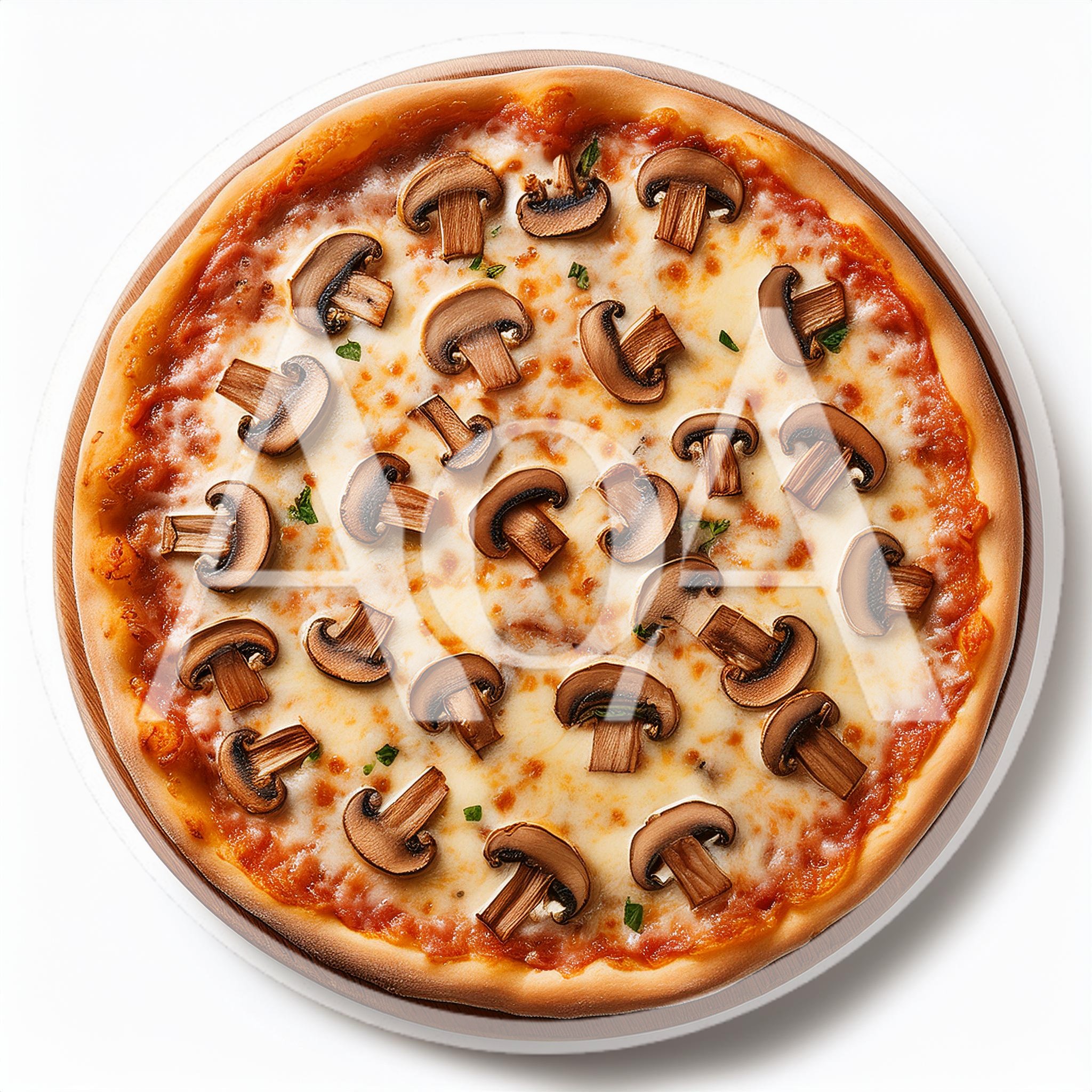 Top Down View Of A Mushroom Pizza