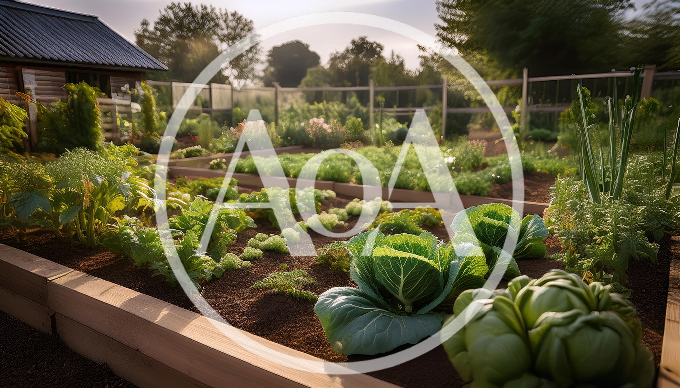 Raised Bed Vegetable Garden In Sunny Backyard