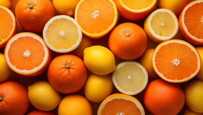 Top View Of Fresh Citrus Fruit Assortment