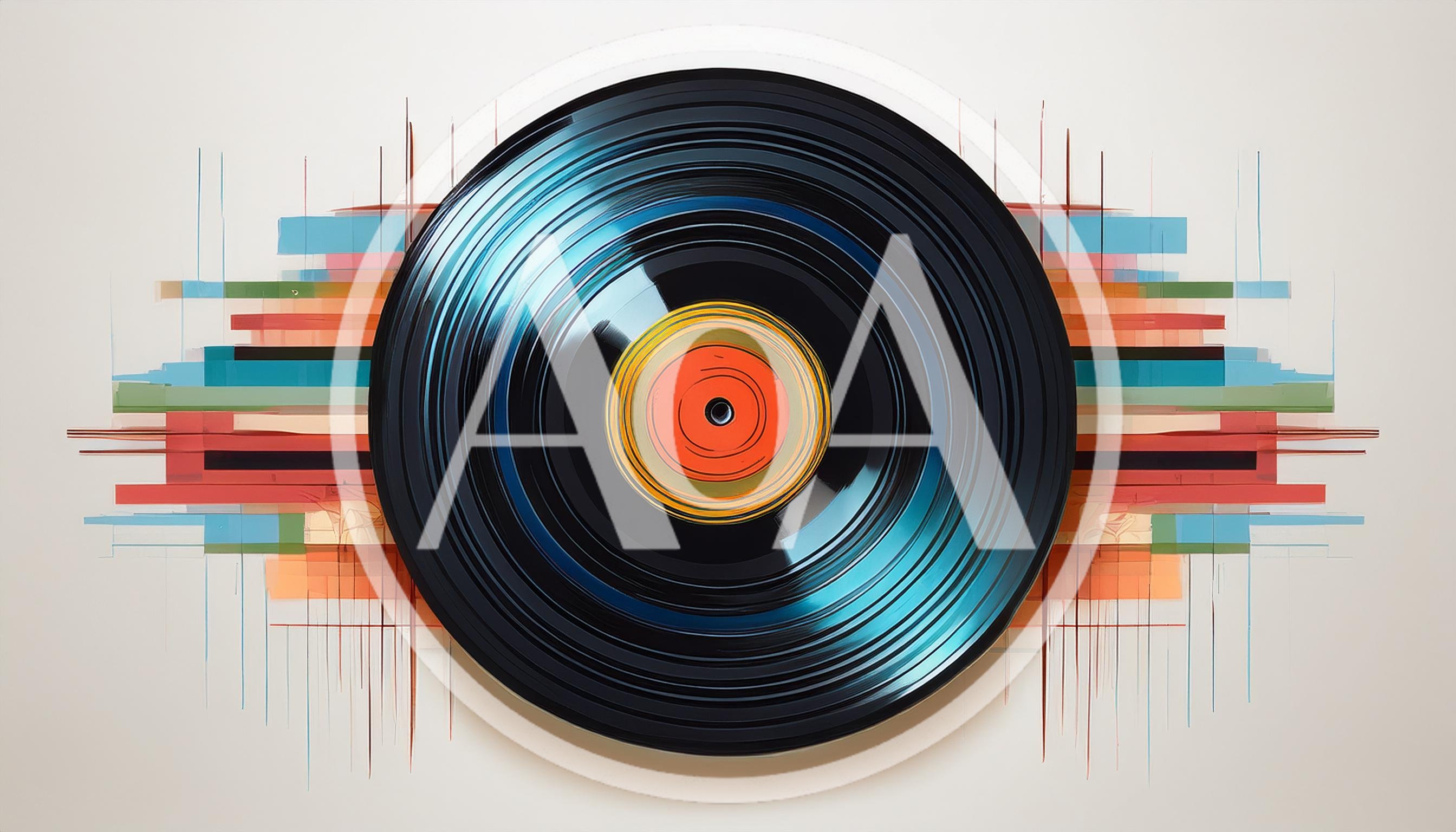 Vinyl Record With Abstract Colorful Geometric Background