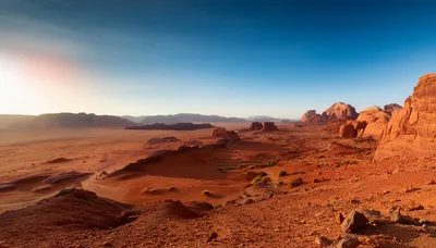 Panoramic View Of Wadi Rum Desert Landscape