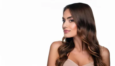 Portrait Of A Beautiful Woman With Wavy Brown Hair