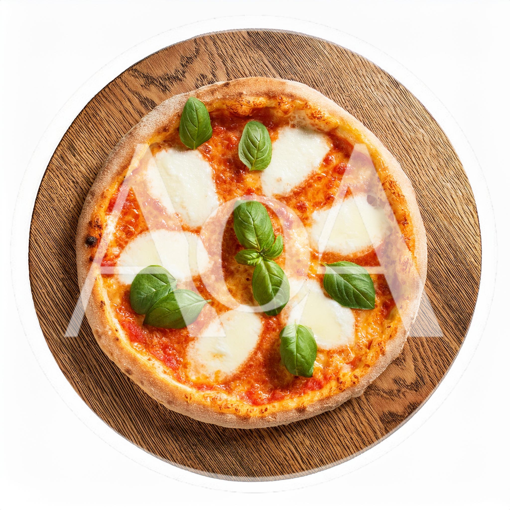 Fresh Margherita Pizza On A Wooden Serving Board