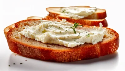 Toasted Bread Slice With Cream Cheese And Herbs