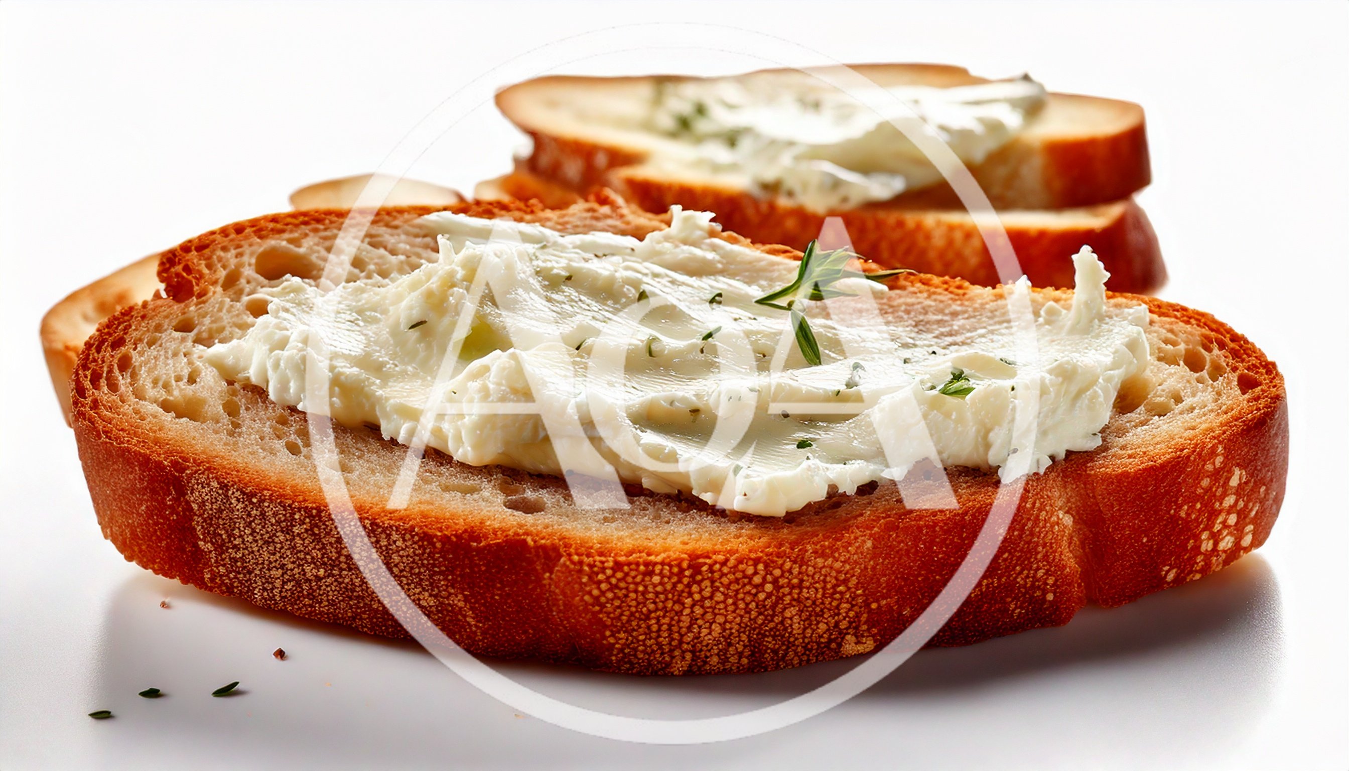 Toasted Bread Slice With Cream Cheese And Herbs