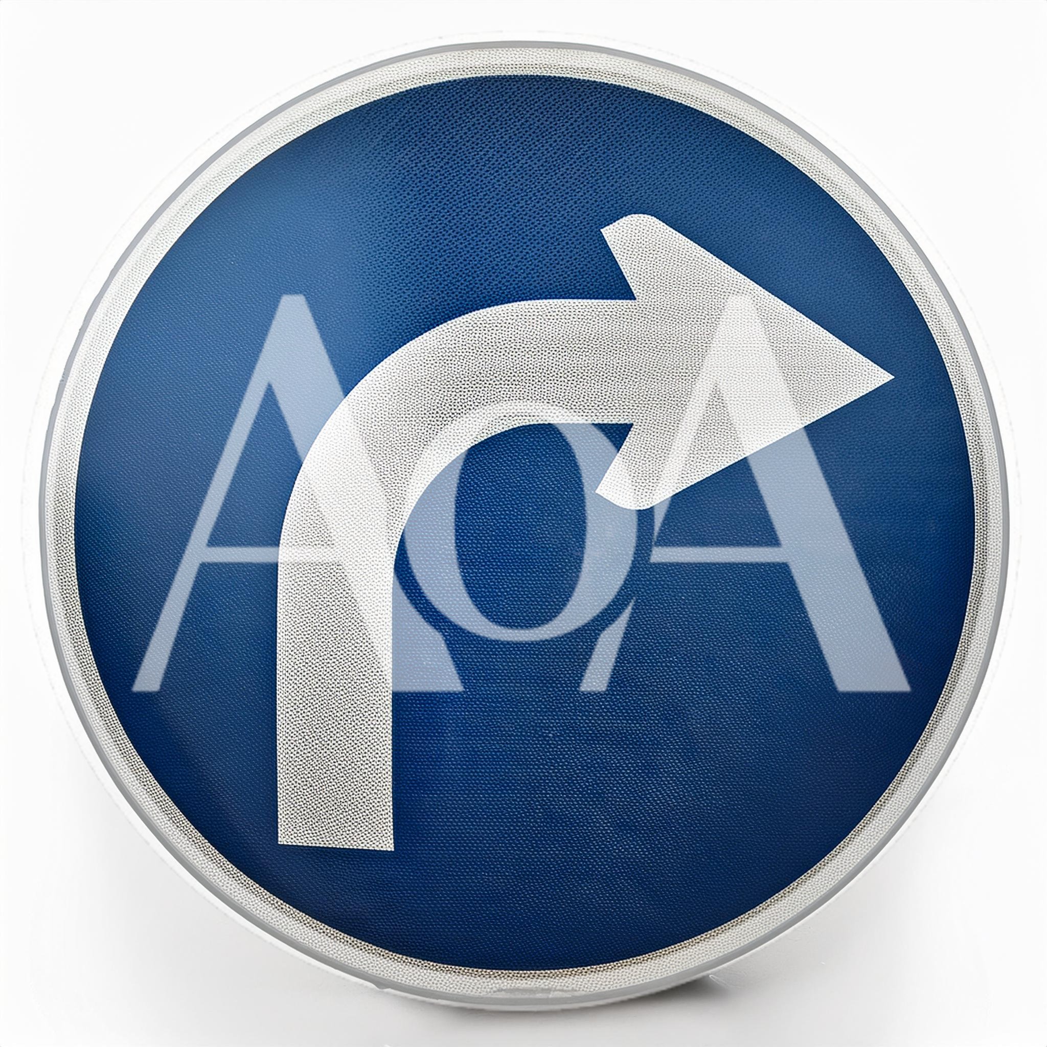 Blue Circular Road Sign With White Right Turn Arrow