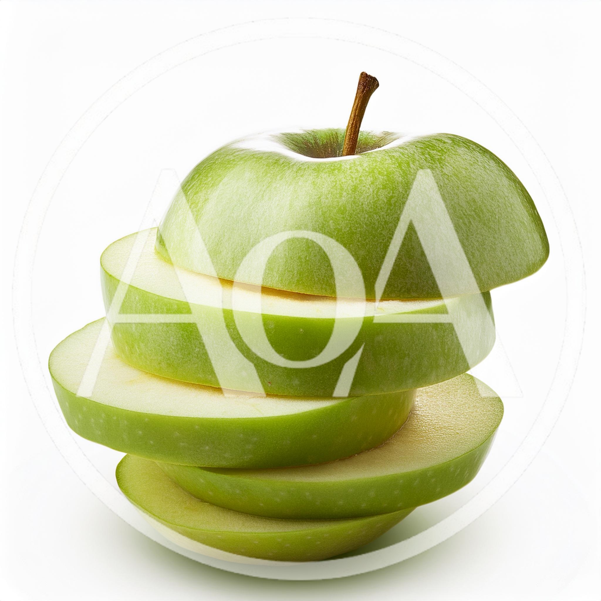 Stacked Slices Of Fresh Green Apple