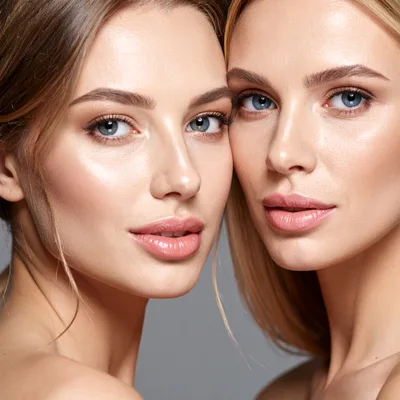 Close Up Portrait Of Two Beautiful Women