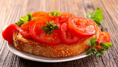Fresh Tomato Bruschetta Slice on a Plate
