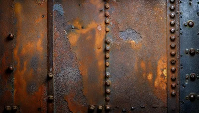 Weathered Industrial Metal Plate With Rivets