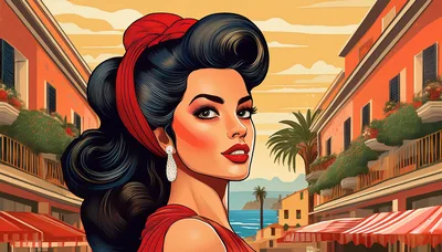 Vintage Style Portrait Of A Beautiful Woman In Italy