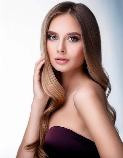 Portrait Of A Beautiful Young Woman With Long Blonde Hair