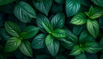 Lush Green Tropical Foliage Background