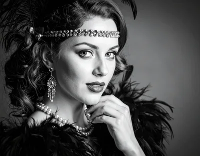 Elegant Woman Dressed In 1920s Flapper Style