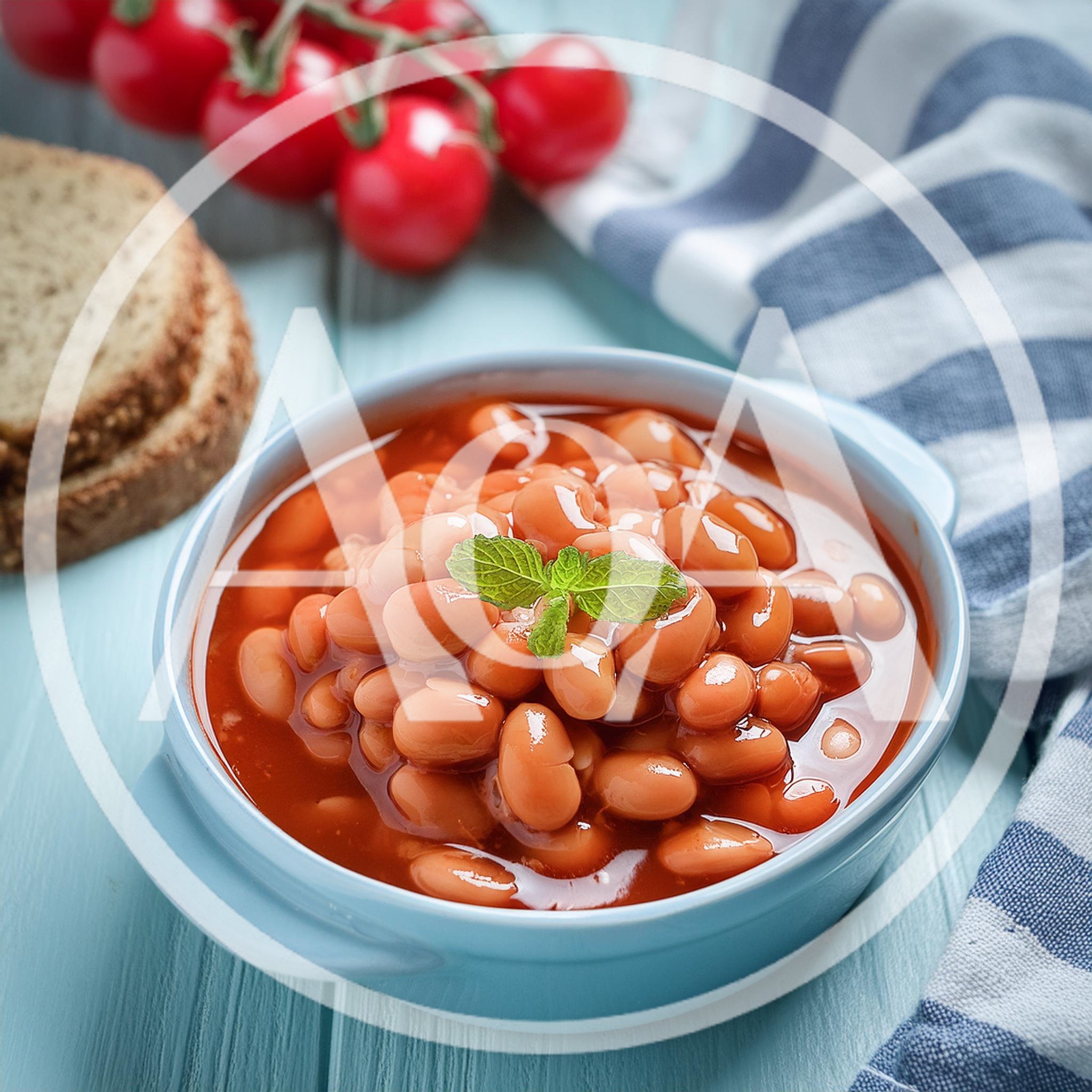 Bowl Of Baked Beans With Tomato Sauce And Herbs