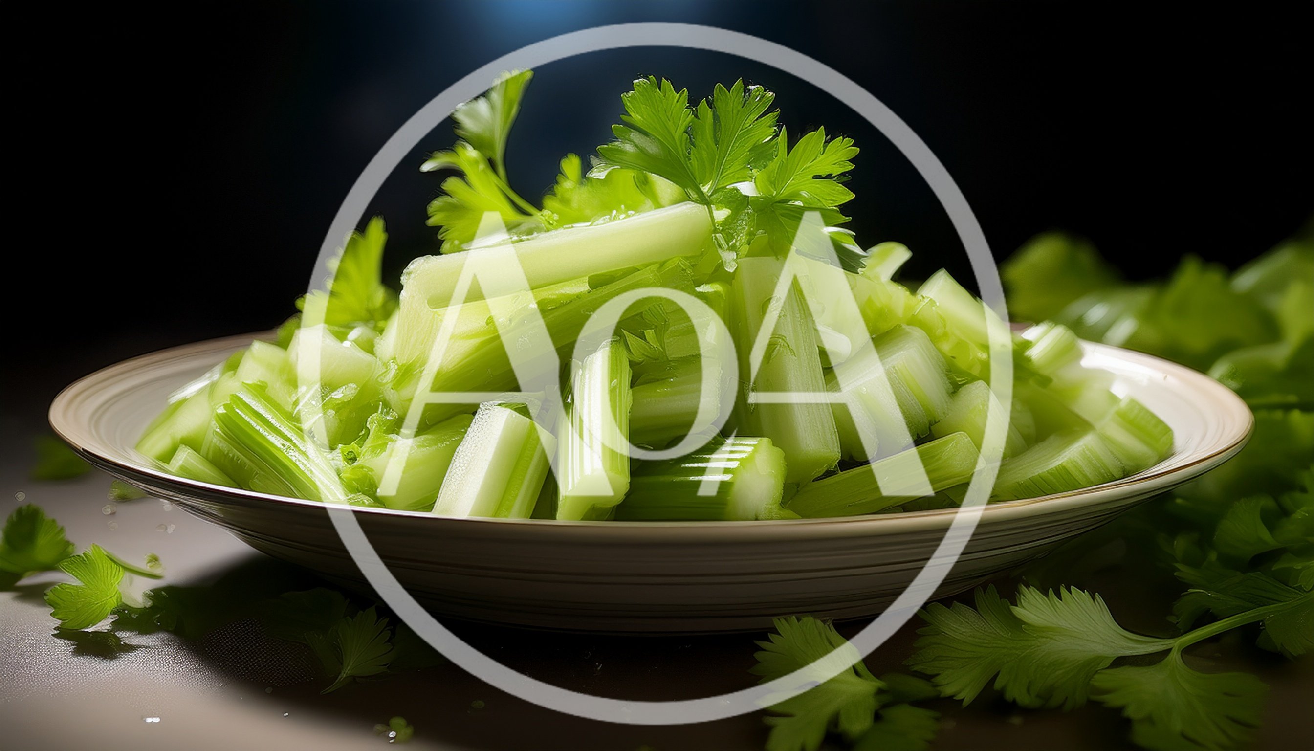 Fresh Chopped Celery Stalks On A Plate