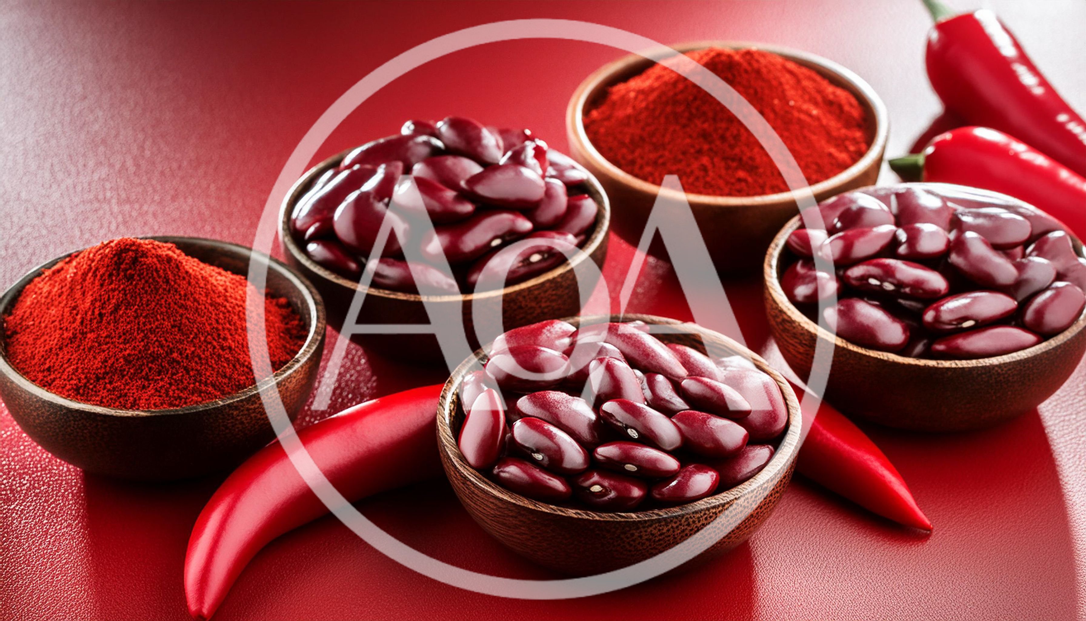 Bowls Of Red Kidney Beans And Chili Powder