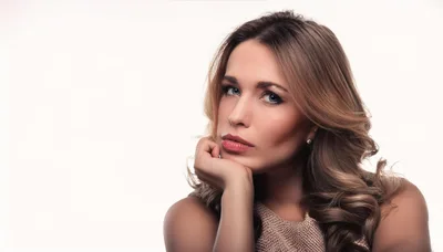 Portrait Of A Beautiful Woman Resting Chin On Hand