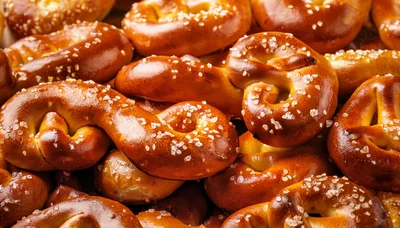 Freshly Baked Salted Soft Pretzels Pile