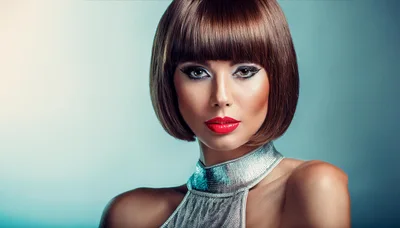 Portrait Of A Fashionable Woman With Bob Haircut