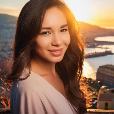Portrait Of A Beautiful Woman At Sunset