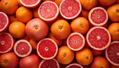 Fresh Grapefruits and Oranges Background