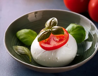 Fresh Mozzarella Cheese Ball with Tomato and Basil